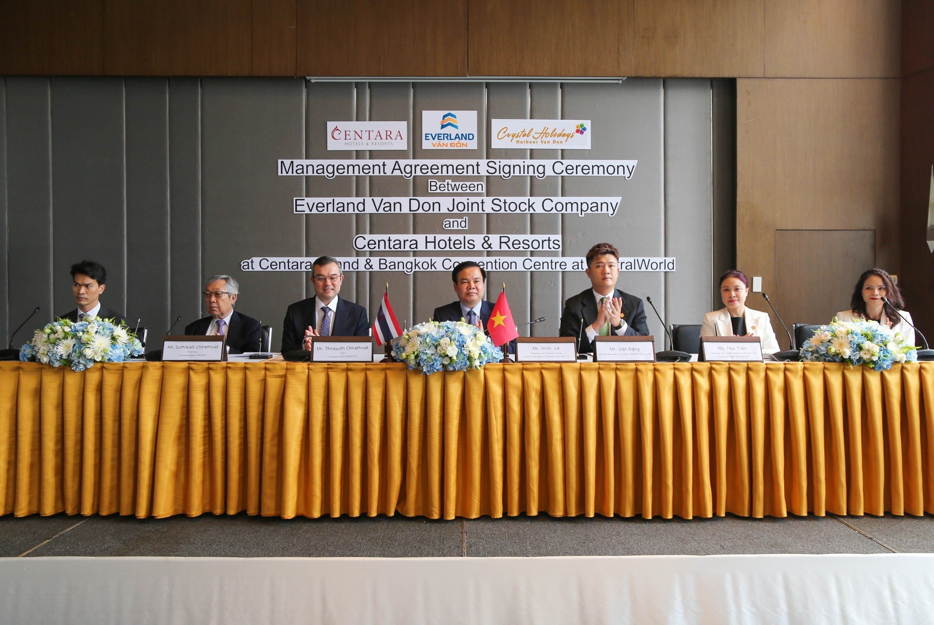 THE HOTEL MANAGEMENT AGREEMENT BETWEEN CENTARA HOTELS GROUP & EVERLAND VAN DON JSC AT CRYSTAL HOLIDAYS HABOUR VAN DON PROJECT HAS COME TO SUCCESS BY VIETTHINK’S CONSULTANCY 